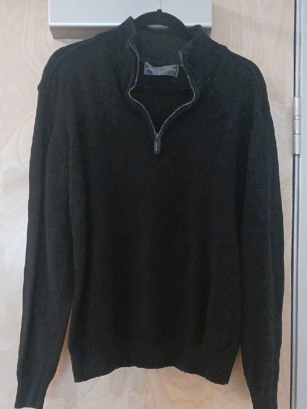 Oscar de la Renta Black Half-Zip Knit Sweater